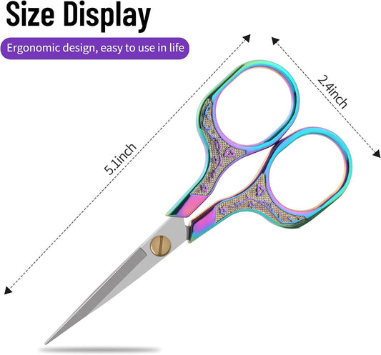 Scissors-5 Inch Sharp Embroidery Vintage Precision Scissors-Stainless Steel Blades with Vibrant Gradient Handle & Floral Design-Resistant for DIY/Art/Craft/Sewing