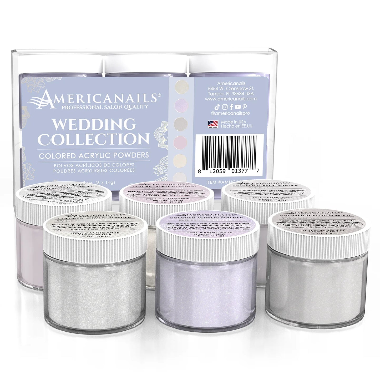 Americanails Colored Acrylic Powders | Wedding Collection Kit