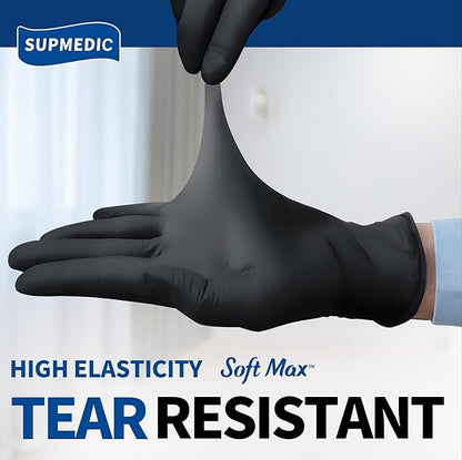 Nitrile Medical Exam Gloves - Powder Free, Latex Free, Thickness, Black (Large)