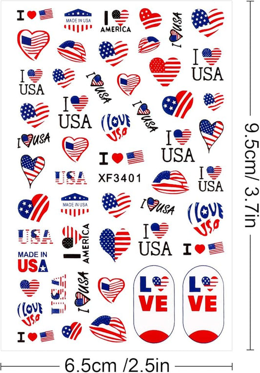 4th of July Decor Nails Stickers (XF-3401)