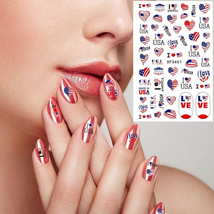 4th of July Decor Nails Stickers (XF-3401)