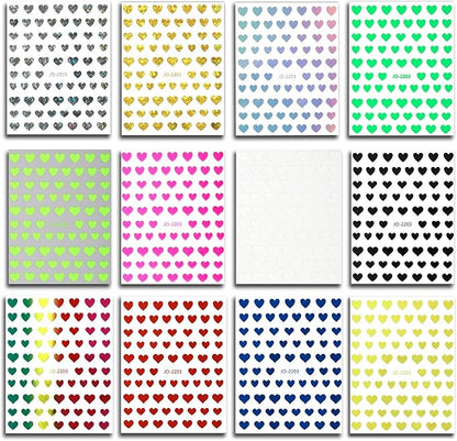 Heart Nail Art Stickers (Colors-White,Blue,Red,Black,Sliver,Pink,Gold,Rose gold,Rainbow, Holographic Gold)(B-037)