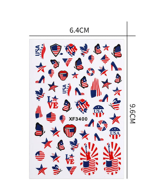 4th of July Nail Art Stickers (XF-3400)