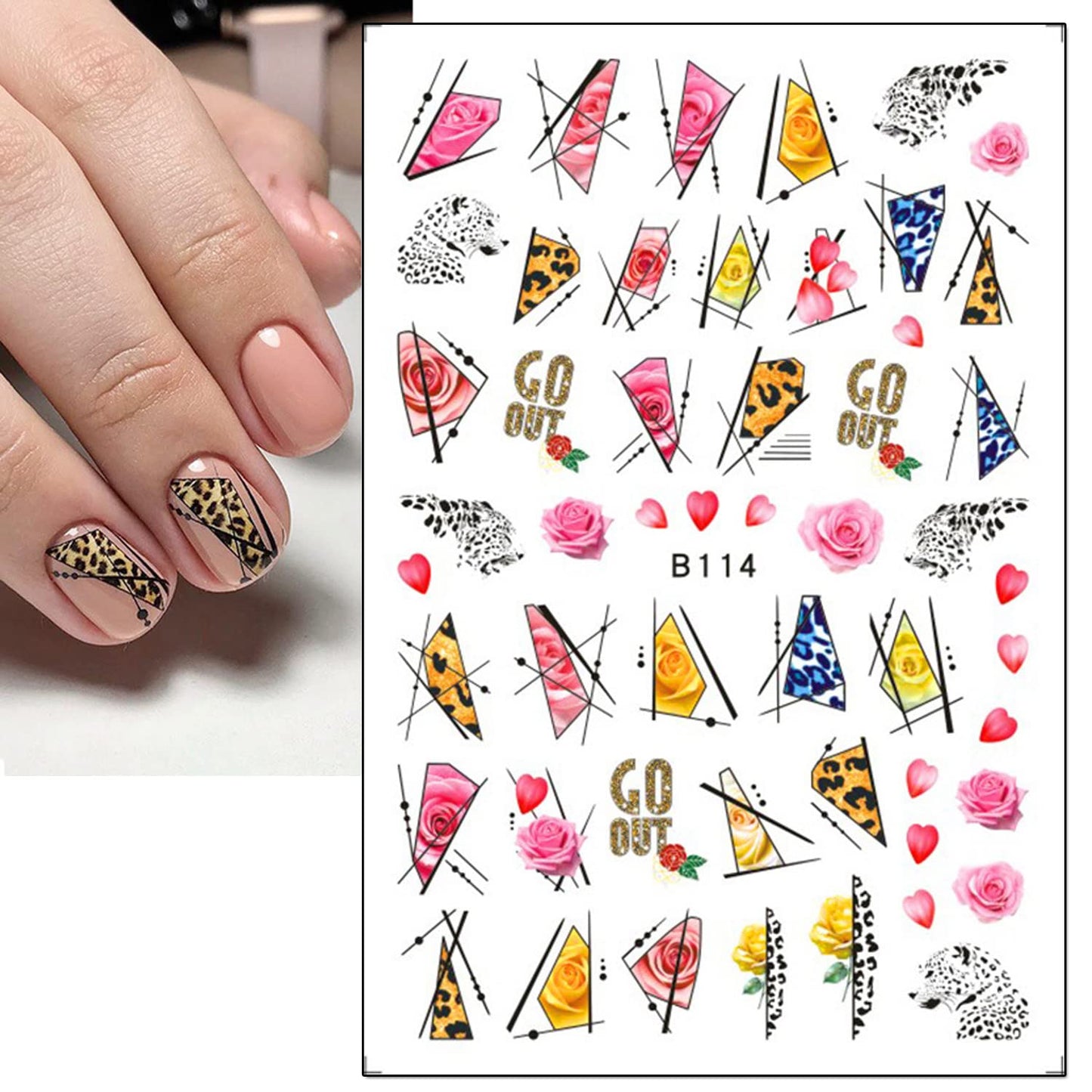 Floral Rose Nail Art Decals(B-114)