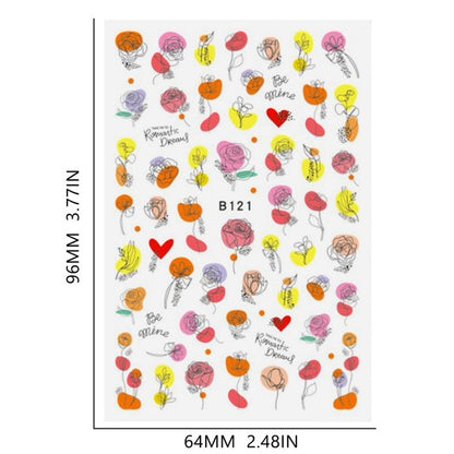 Nails Flower Stickers Decals Colorful Blossoms (B-121)