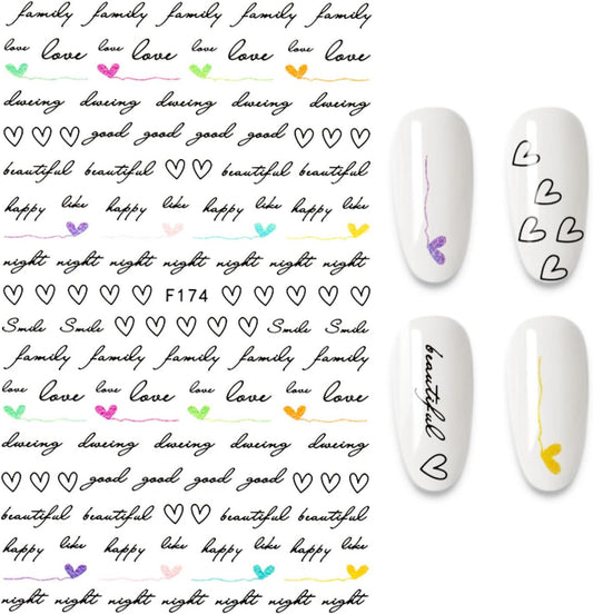 Nail Stickers Inscriptions Nail Sticker English Words Letters Sentences Design Nail Art Decorations Manicure Designer Stickers For Nails