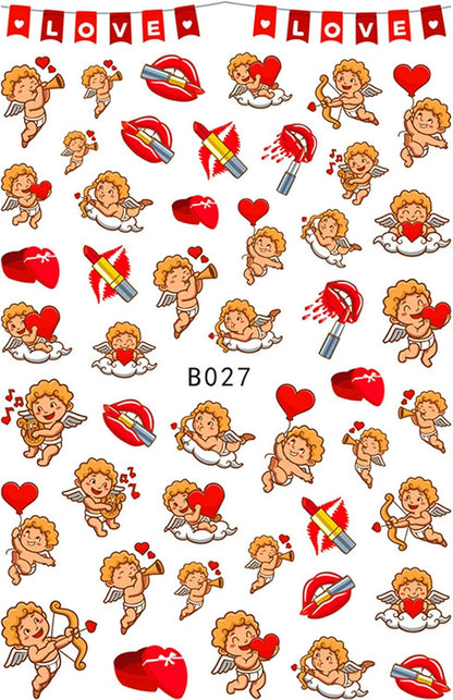 Love Heart Kiss Lips Bear Cupid Nail Decals (Z-D5291)