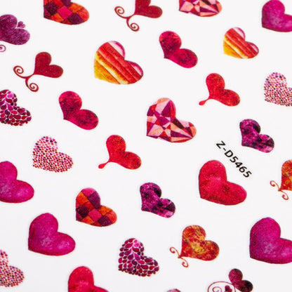 Nail Stickers Different Colors and Shaped Hearts - (Z-D5465)