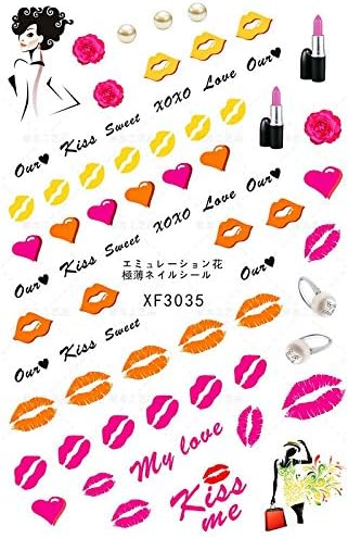Valentine's Day Nail Art Sticker Decals Water Transfer Nail Decals for Nails Supply Accessories Sexy Lips Heart Love Letter Design for Women Spouse Lovers Nail Salon DIY Decoration(Z-D5739)
