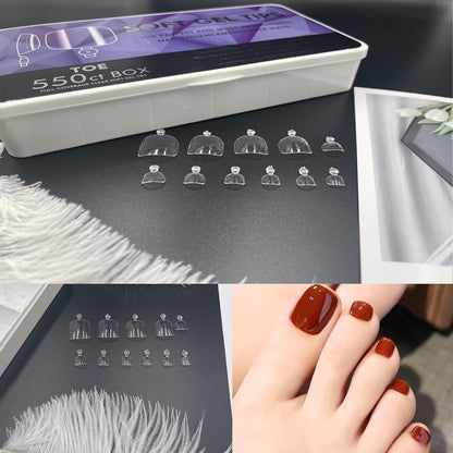 550 Pcs Soft Gel Full Toes Tips, 11 Sizes Gel Toe Tips Full Face Fake Nails Artificial Toes with Case, Qiwey Frosted Gel Toes Extensions for Nail Salons and DIY Toe Nail Art