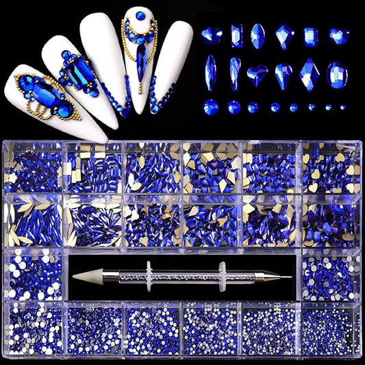 Nail Art Rhinestones (Color- Blue)(#04)
