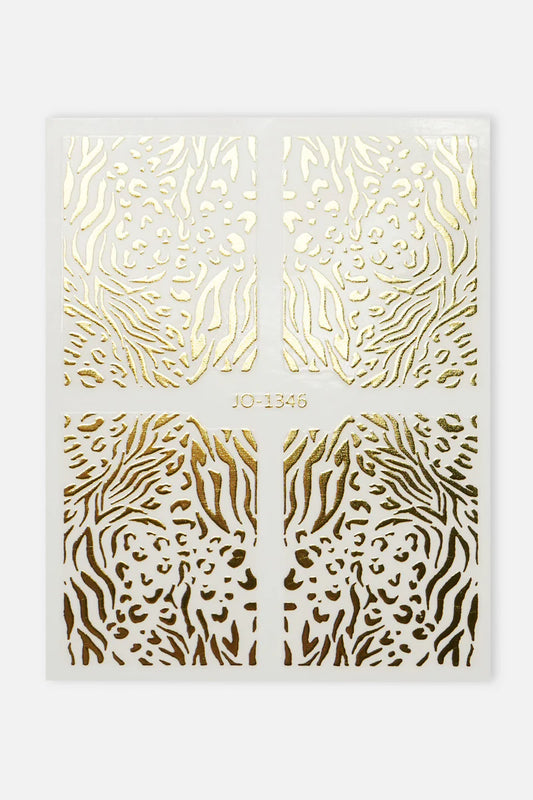 Zebra nail stickers(1346) Silver/Gold