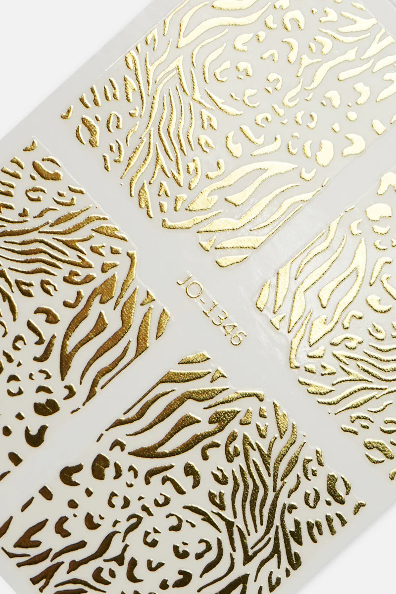 Zebra nail stickers(1346) Silver/Gold