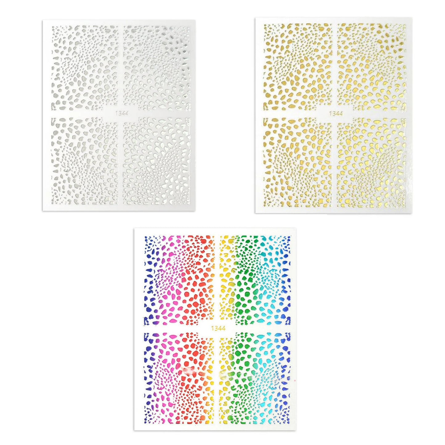 3D Rose Gold/Gold/Silver/Multicolour Shiny Nail Stickers Leopard Pattern Adhesive Decal Slider Manicure Art Tools (1344)