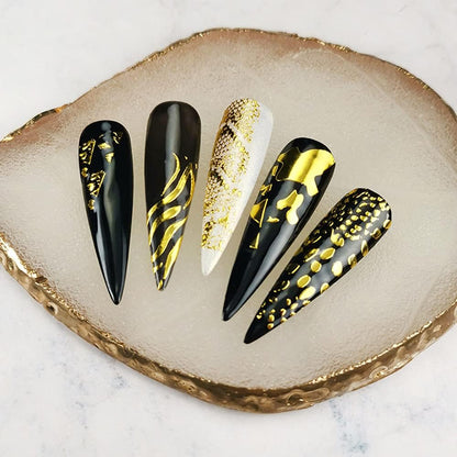Nail Stickers Laser Nail Decals Self Adhesive Nail Art Stickers DIY Nail Design Nail Art Decoration(JO-1342)color-Gold/Rose Gold/ Silver/ Rainbow