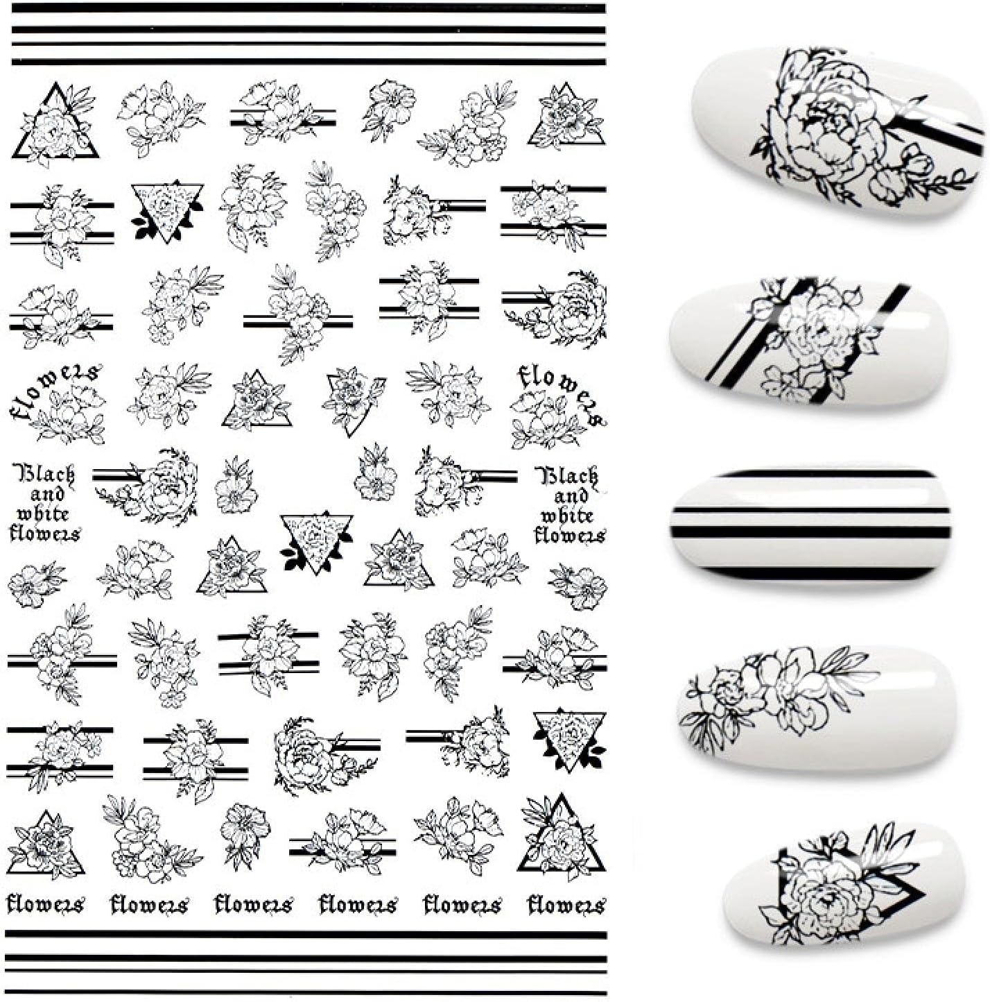 Nail Stickers 3D Nail Stickers Flower for Nails Foil Manicure Nail Art Decorations (1066)