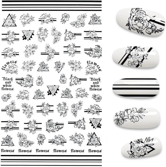 Nail Stickers 3D Nail Stickers Flower for Nails Foil Manicure Nail Art Decorations (1066)