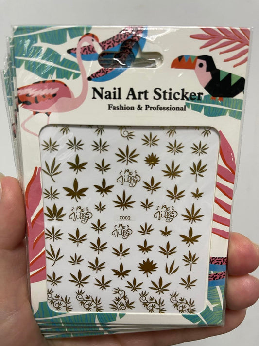 Leaf Nail Decals - Self-Adhesive Pot Leaves Nail Stickers (X002)