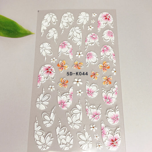 5D flower sticker, spring pink flower nails, nail decals, nail art supplies, nail design(5D-K044)