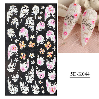 5D flower sticker, spring pink flower nails, nail decals, nail art supplies, nail design(5D-K044)