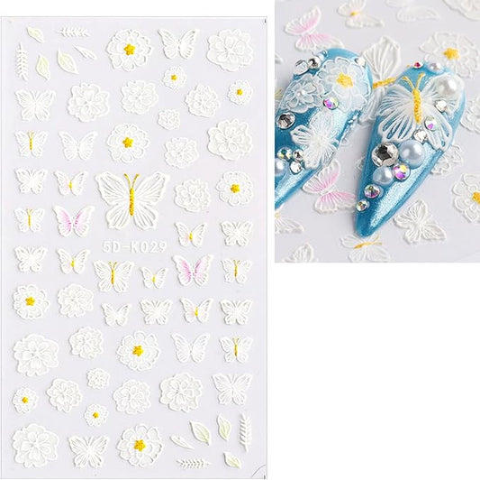 5D Nail Stickers Flower Spring Nail Art Stickers Self-Adhesive Nail Stickers 5D Stereoscopic Summer Colourful Flowers Decoration Nail Design Accessories (Z-D4963)