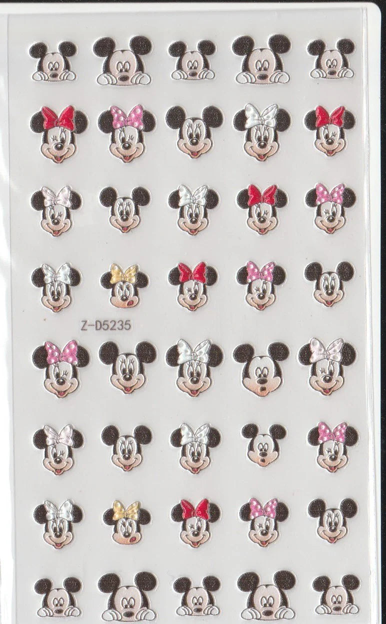 5D Mickey Mouse Nail Art / Minnie Nail Stickers / Cute Cartoon Nail Decals / Disneyworld Nail Mouse Nail Decals Mouse Nail Art Stickers(Z-D5235)