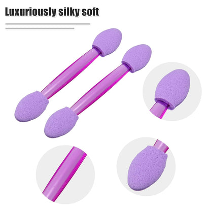 Dual Sides Eye Shadow Sponge Applicators with Container, Eyeshadow Brushes Makeup Applicator, Purple 10Pcs