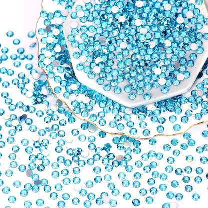 Rhinestones Flatback for Bedazzling,Small to Big Rhinestones Diamonds Kit, Flat Back Crystals Gems for Nail Art and Crafts, Clothes (Light Blue)