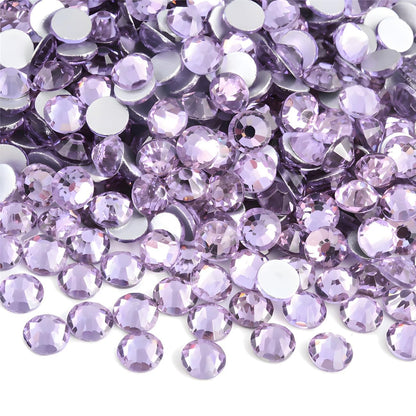 Rhinestones Flatback for Bedazzling,Small to Big Rhinestones Diamonds Kit, Flat Back Crystals Gems for Nail Art and Crafts, Clothes (Light Purple)