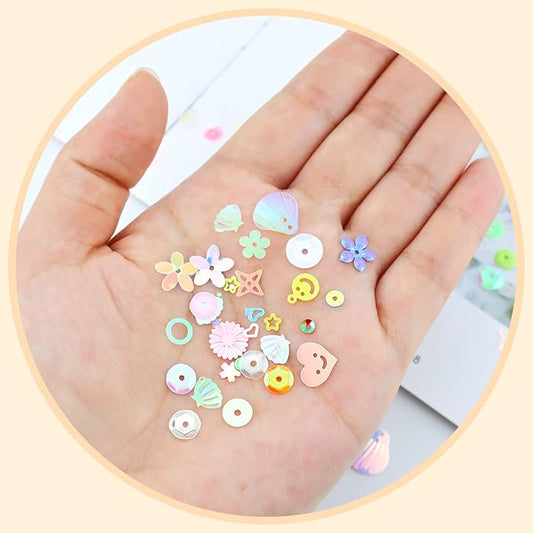 Small Container of Sequins and Spangles for Crafts, Multi Color Sequin Kids Art Sequins DIY Sequin Supplies for Jewelry Making Handmade Clothes Parties Nails Decorations (1pcs)
