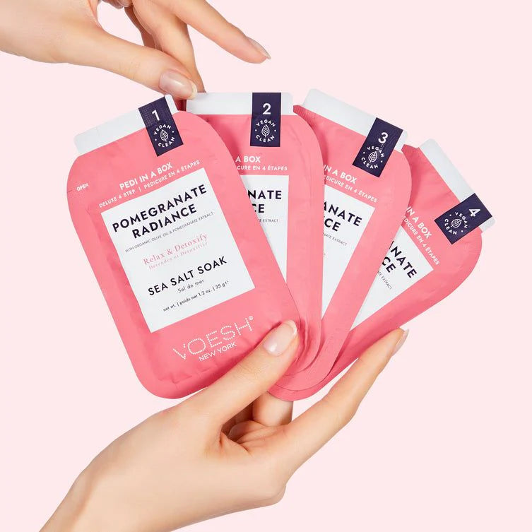 VOESH Deluxe Pedicure In A Box 4 In 1 (Case 50 Packs) - Pomegranate Radiance