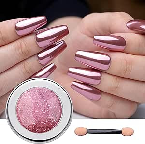 Chrome Rose Gold/Pink Nails