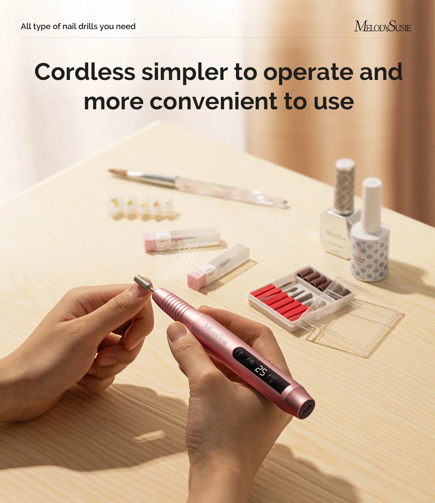 Portable Rechargeable Nail Drill PC180G/25000RPM - (Gold)