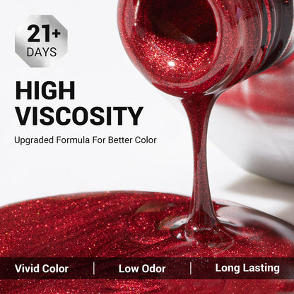 Melody Susie-Z030 Red Glitter - TPO-Free Thick Gel Nail Polish(15ml)