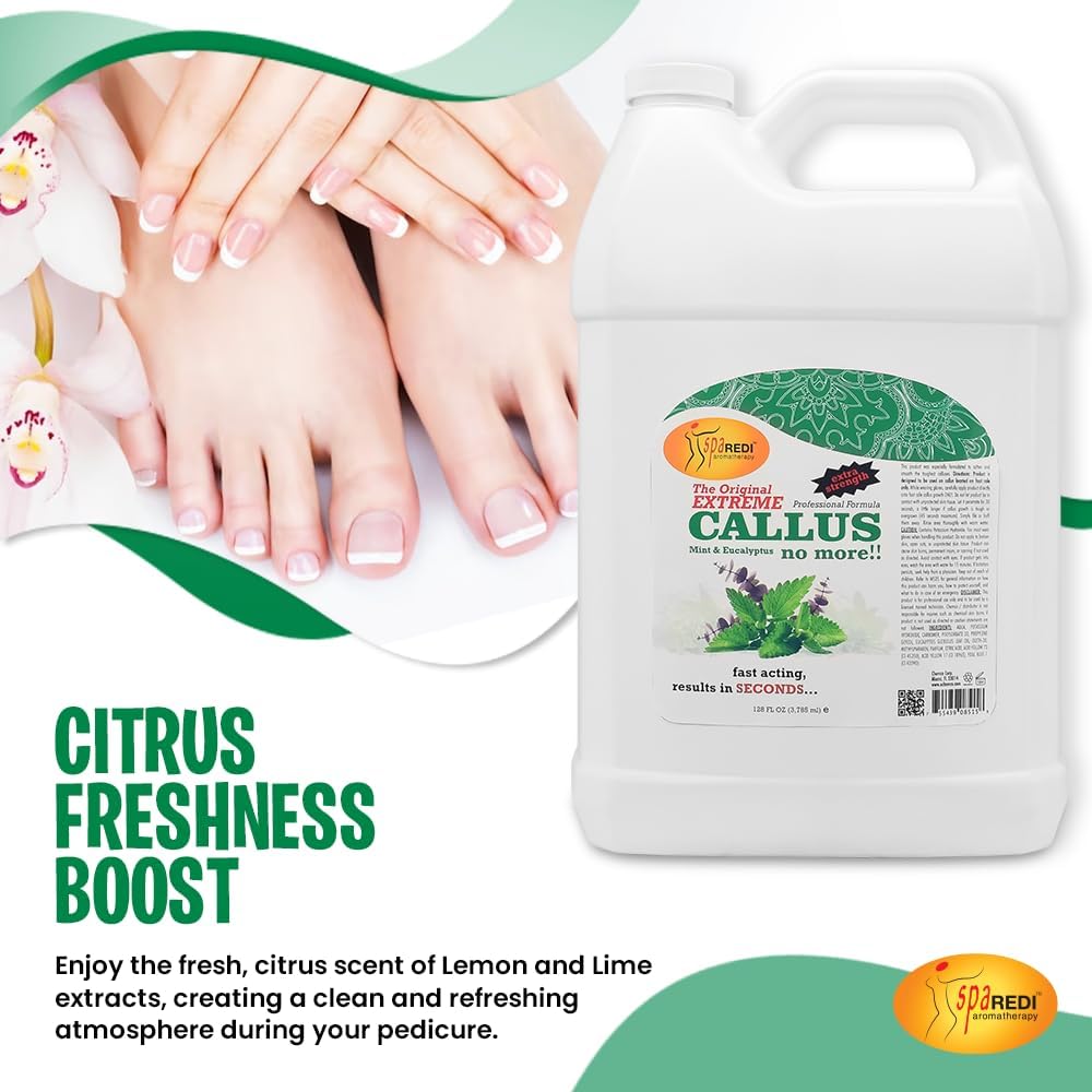 SPA REDI - Callus Remover for Feet Gel, Mint and Eucalyptus, 128 Oz
