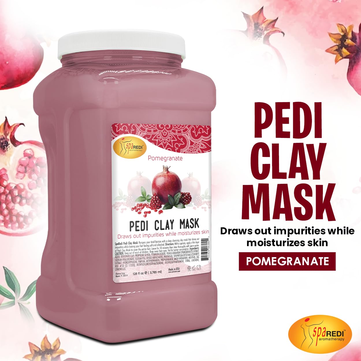 SPA REDI - Clay Mask, Pomegranate, 128 Oz
