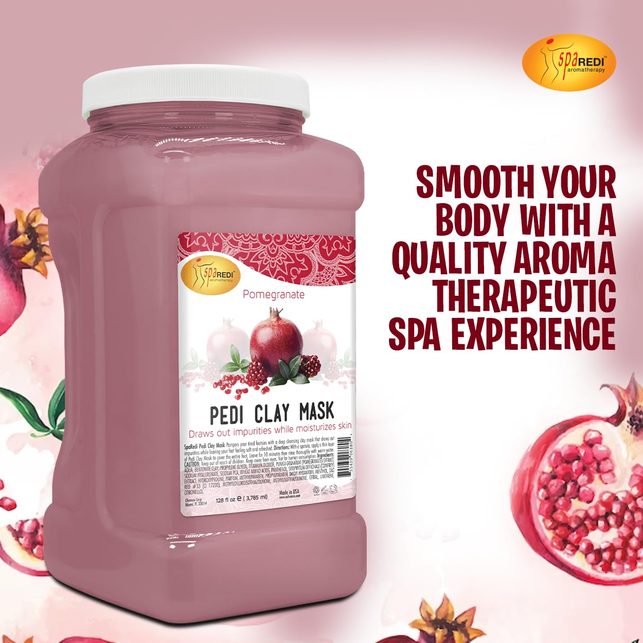 SPA REDI - Clay Mask, Pomegranate, 128 Oz