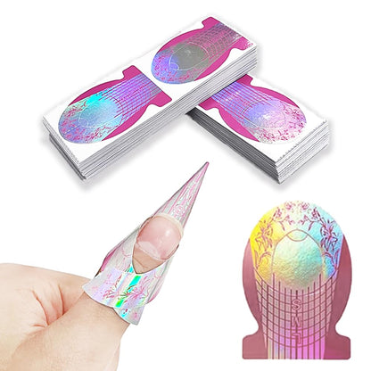 Nail Forms 500PCS Stickers Laser Pink Color