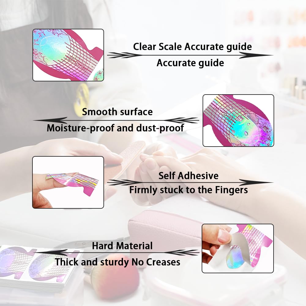 Nail Forms 500PCS Stickers Laser Pink Color