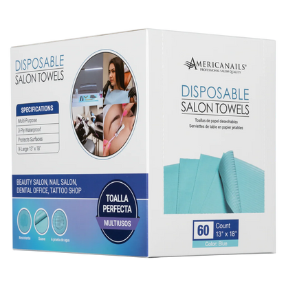 Americanails Disposable Salon Towels | Blue 60ct