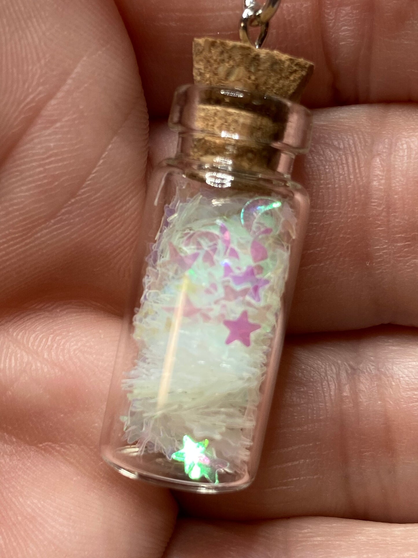 Glass Bottle Clear Crystal White Glitter Starsand Sequins Charms