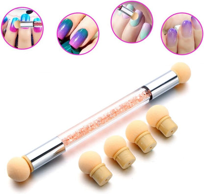Dual-Ended UV Gel Painting Nail Gradient Brush Art Sponge Puff Pen Manicure