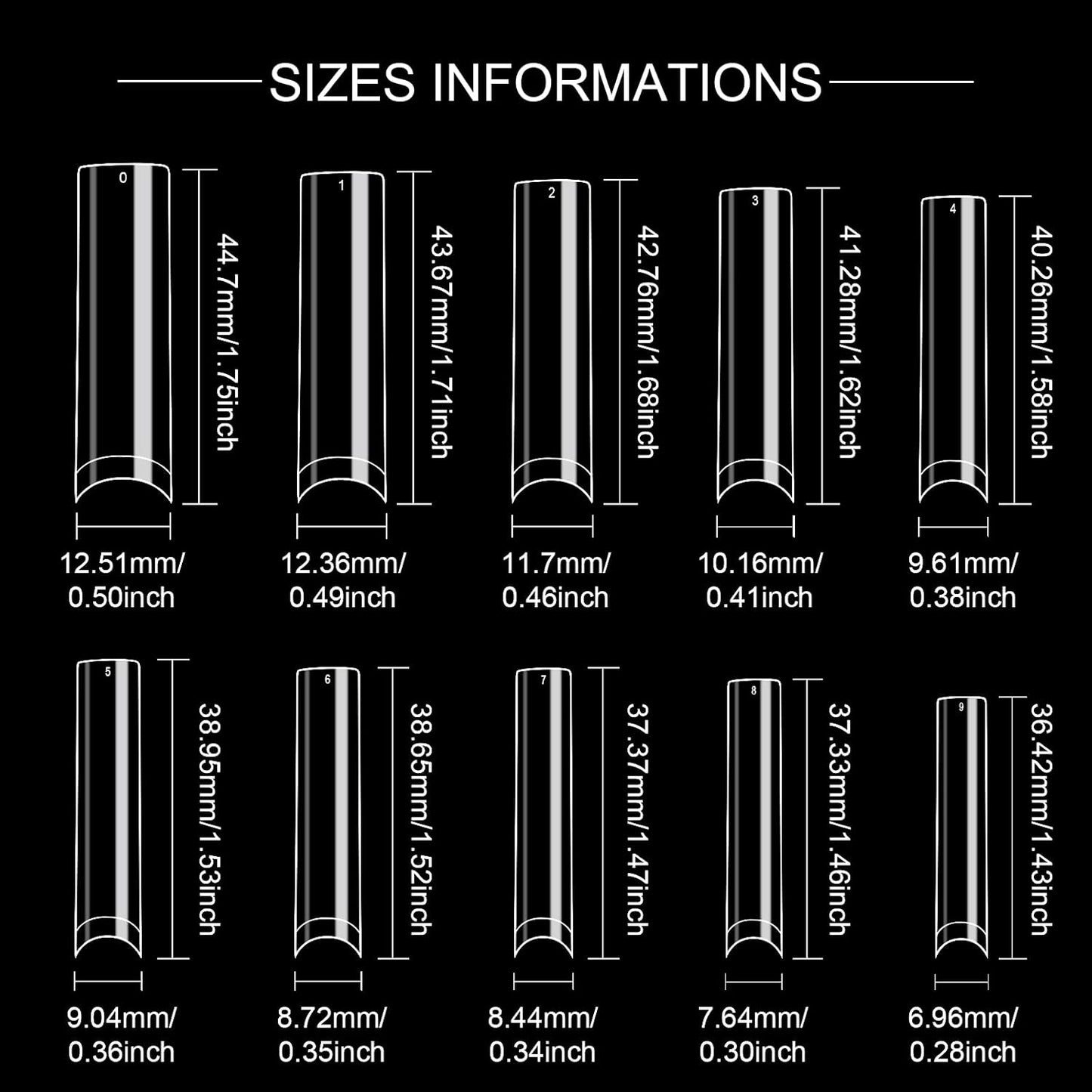 No C Curve Nail Tips -Extra Long Clear 240pcs
