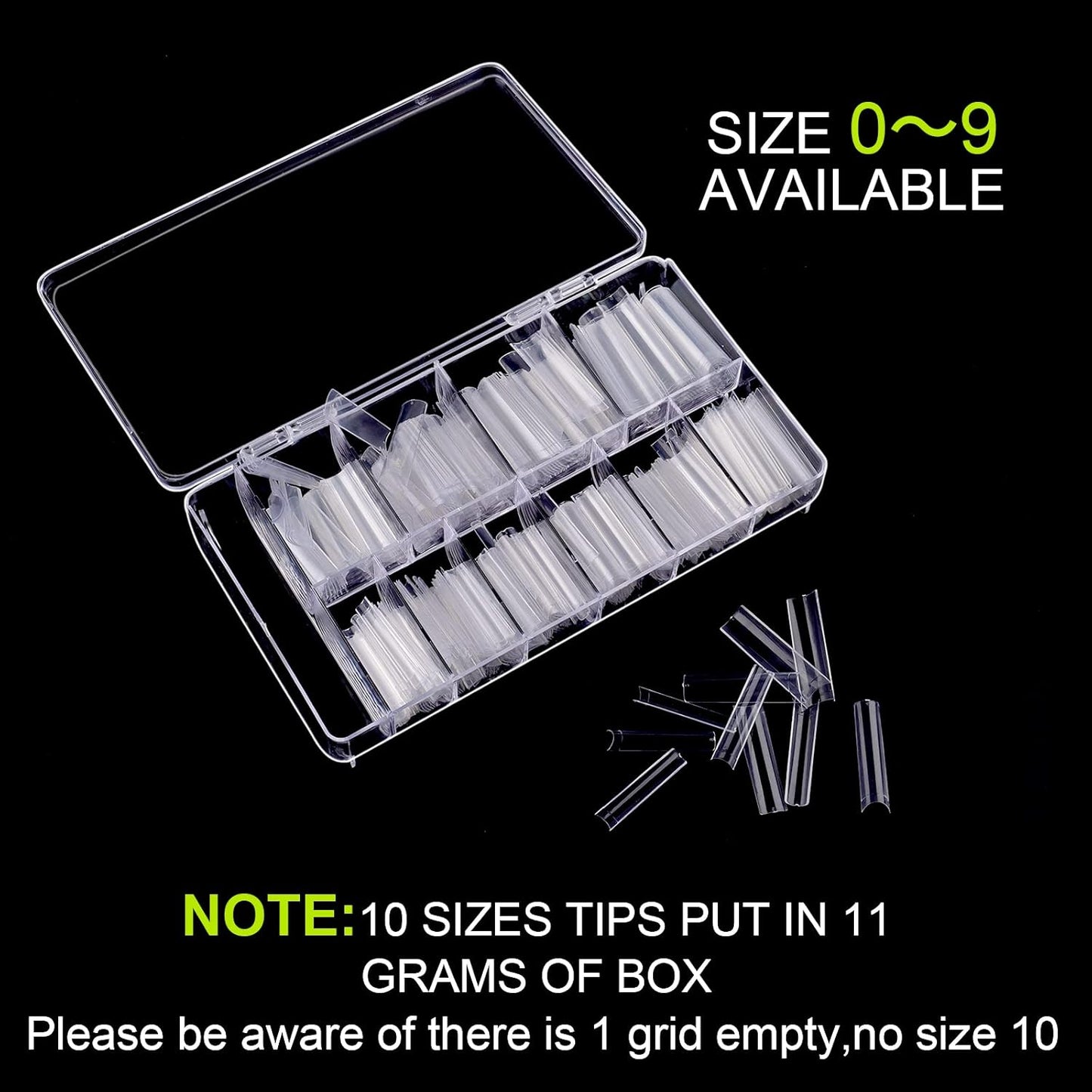 No C Curve Nail Tips -Extra Long Clear 240pcs