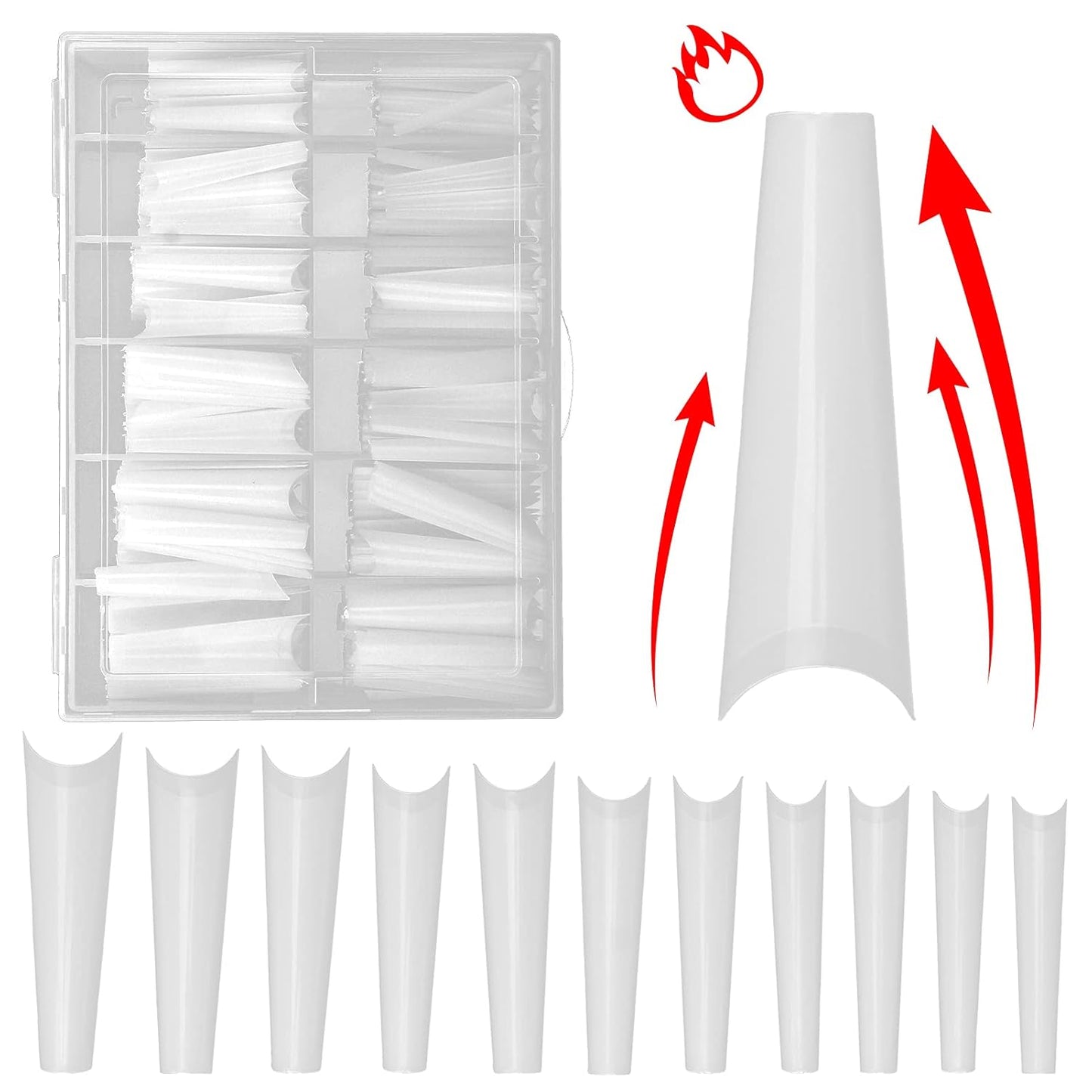 Extra Long False Nail Tips French Nails for DIY Nail Salon (Self Color) 240pcs