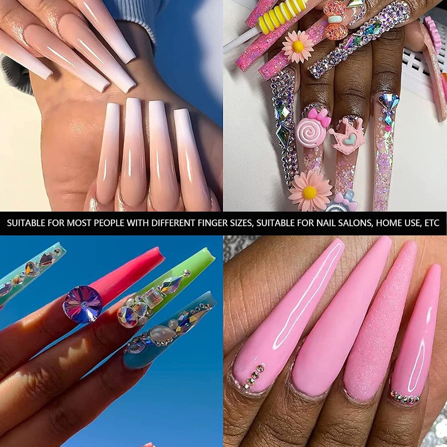 Extra Long False Nail Tips French Nails for DIY Nail Salon (Self Color) 240pcs