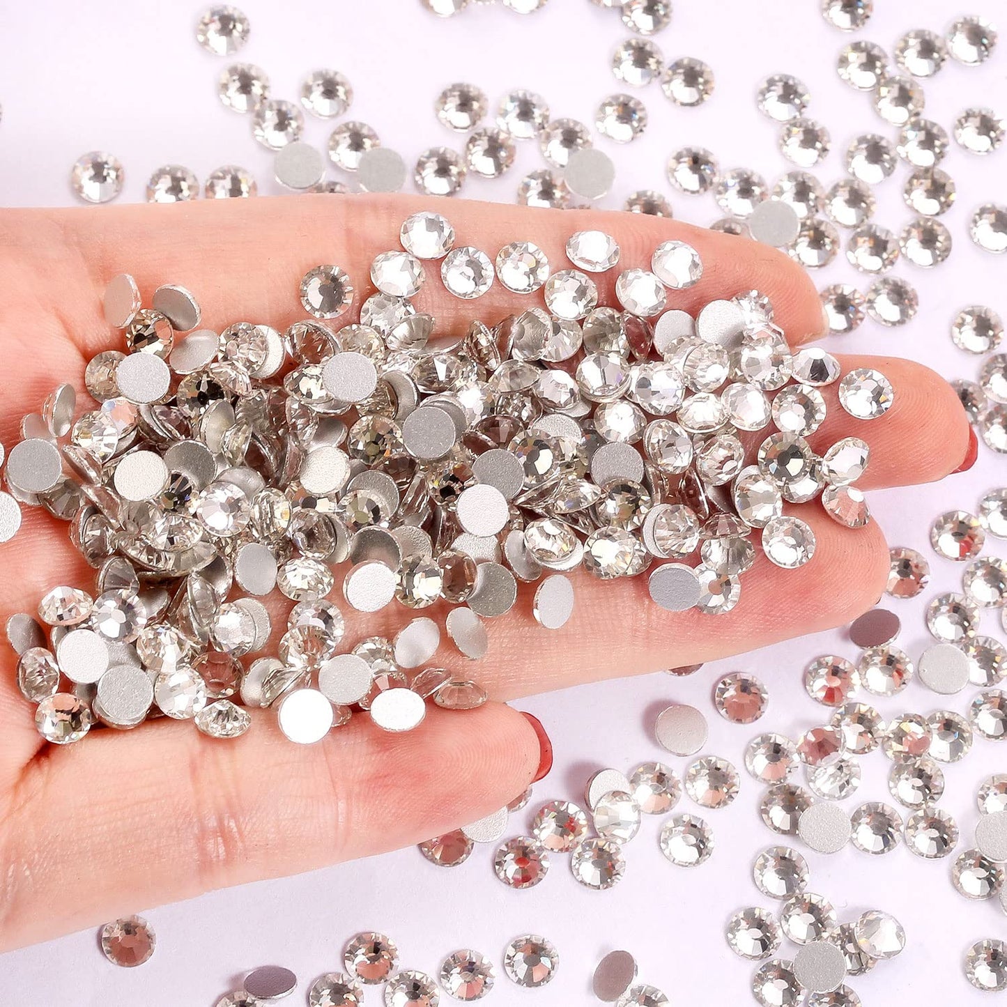 White Crystal Rhinestones,Glass Flatback Rhinestones Gemstones for Nail Face Makeup Art Crafts Clothes Decoration -(SS20,4.8mm,White) 1440Pcs