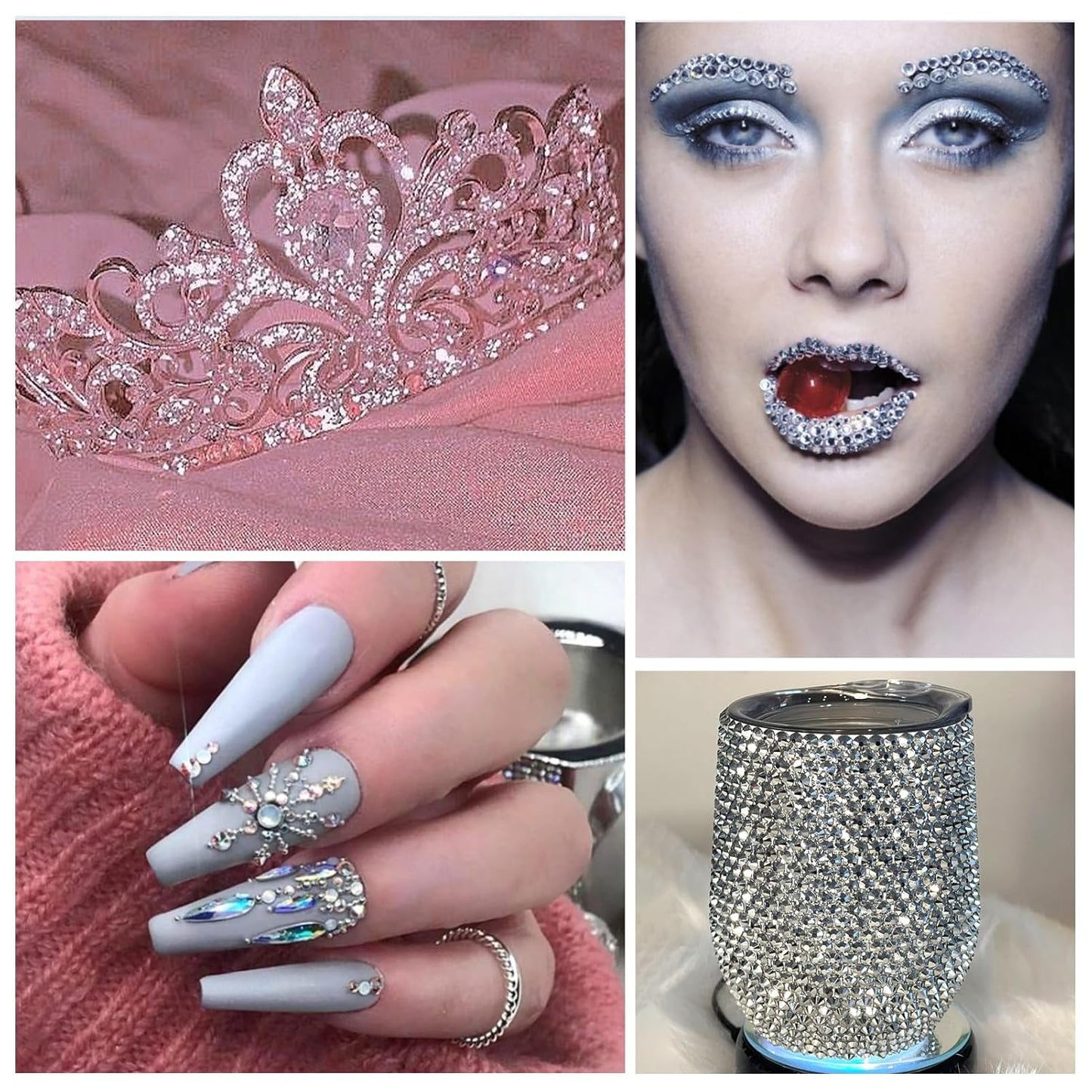 White Crystal Rhinestones,Glass Flatback Rhinestones Gemstones for Nail Face Makeup Art Crafts Clothes Decoration -(SS20,4.8mm,White) 1440Pcs