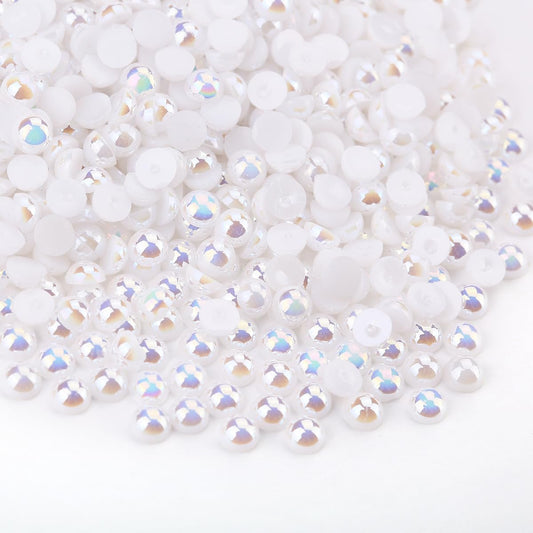 Imitation Pearls Craft Half Round Flatback Beads for Craft Clothes Projects (Color : AB Light Bule, Size : 2mm)