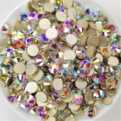 Generic Glitter Crystal Ab Gold Base Rhinestones Non Hot Fix Flatback Strass Sewing & Fabric Garment Nail Art Decorations - (Clear SS10 Ab/144Pcs)